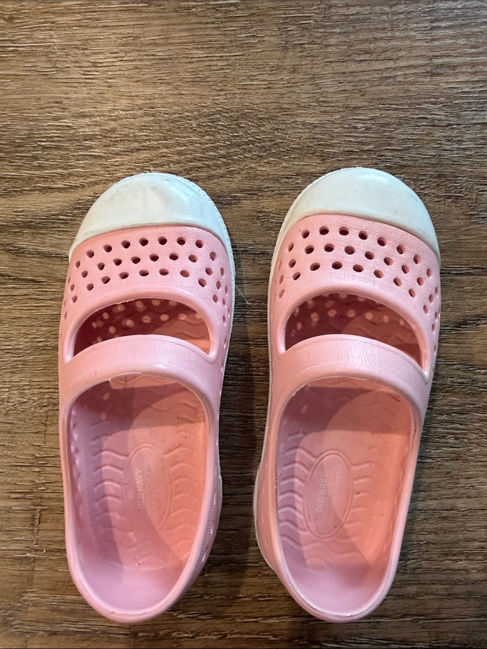 Old Navy Pink Kids Slip-On Water Shoes with White Toe Caps